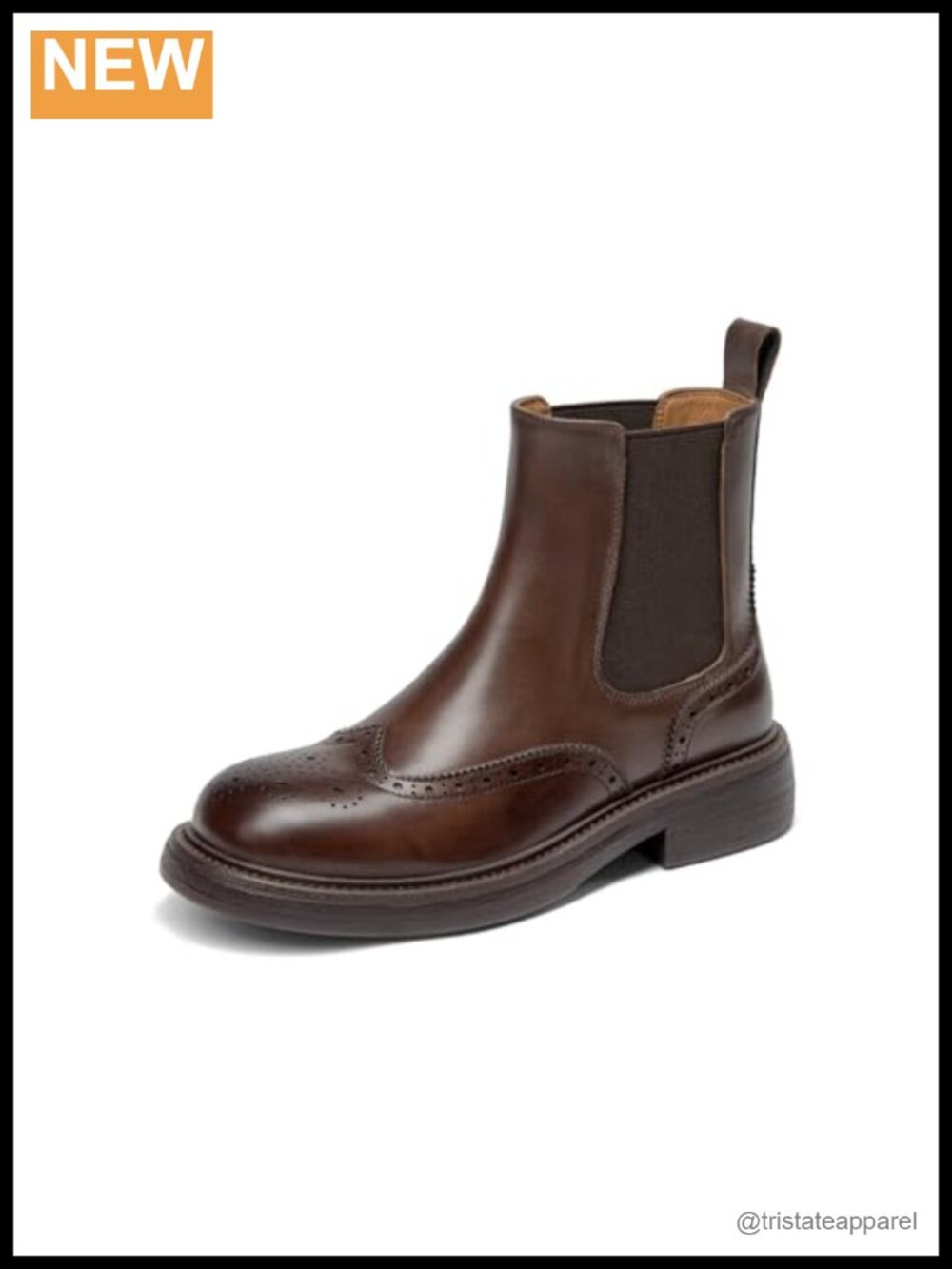 Women's Leather Chelsea Boots Chunky Ankle Booties Slip-On